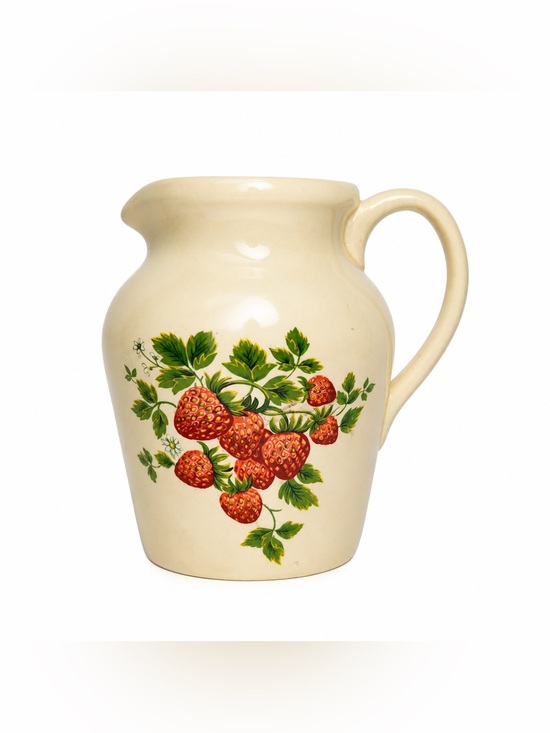 Unmarked Vintage Other - Vintage Unmarked Pottery Strawberry Pattern Ceramic Creamer or Syrup Pitcher